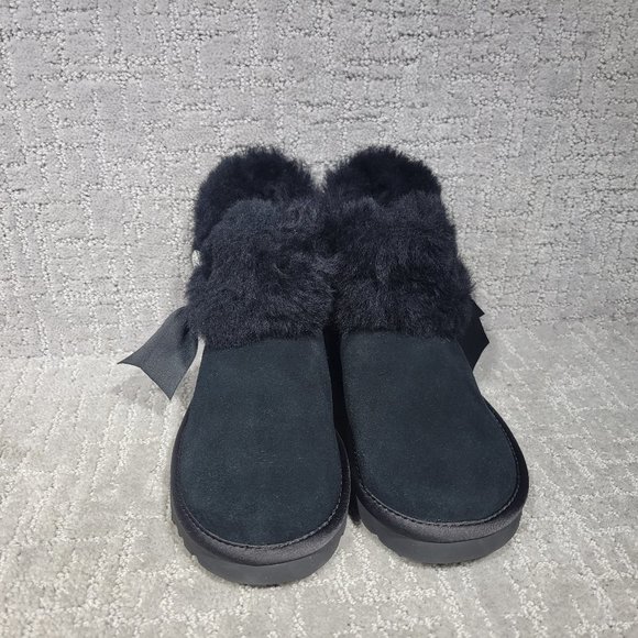 Ugg Bailey Bling Womens Size 5 Black Suede Ankle Fur Trim Snow Boots 1106909 NEW - Picture 3 of 10